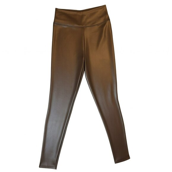 GAP Leggings XS Brown Faux Leather Stretch Pants Pull On High Waist Preowned - Picture 1 of 4
